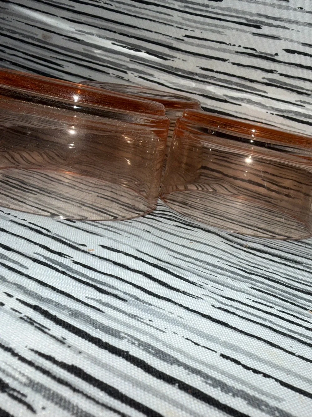 Stackable Peach Colored Glass Trinket Trays